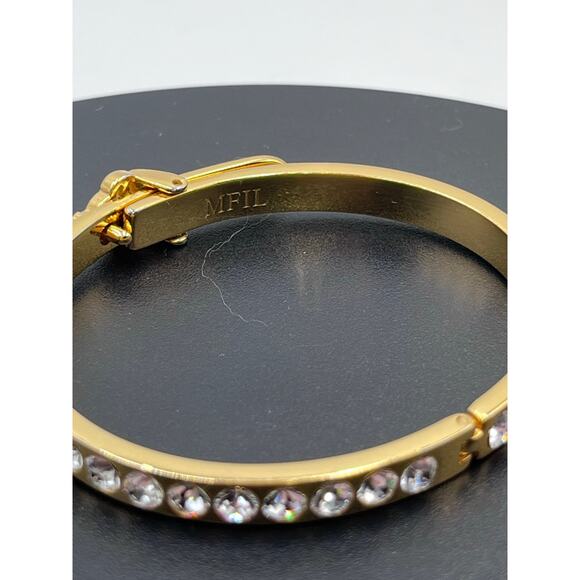 MY FLAT in LONDON Crown Gold Tone Buckle Belt Rhinestone Hinged  Bangle Bracelet - Picture 3 of 8